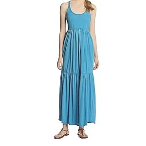 bobi Two Tier Blue Aqua Maxi Dress Sz: XS Sleeveless Razorback Bodice Casual